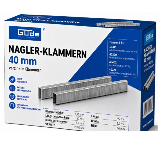 Güde Nagler-Klammern 40mm x 5,7 mm 2500 Stk Verzinkt