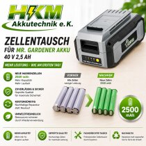 Zellentausch für  Mr. Gardener Ersatzakku 40 V 2,5 Ah mit Samsung Zellen