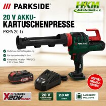PARKSIDE 20 V Akku-Kartuschenpresse PKPA 20-Li Akku 2.0 Ah / Ladegerät