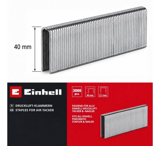 Einhell Klammern 3.000 Stk, 5,7 x 40 mm für Fixetto + Druckluft-Tacker