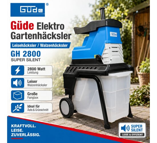 Güde  GH 2800/45 Super Silent Gartenhäcksler 2800W, Induktionsmotor, 55L, 45mm max
