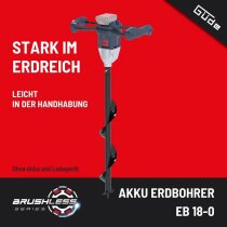 Güde Akku Erdbohrer EB 18 V inkl. Aufsatz, 18V Akku 4.0 Ah, Ladegerät