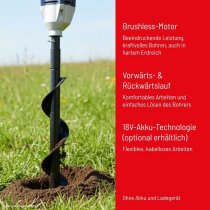 Güde Akku Erdbohrer EB 18 V inkl. Aufsatz, 18V Akku 4.0 Ah, Ladegerät