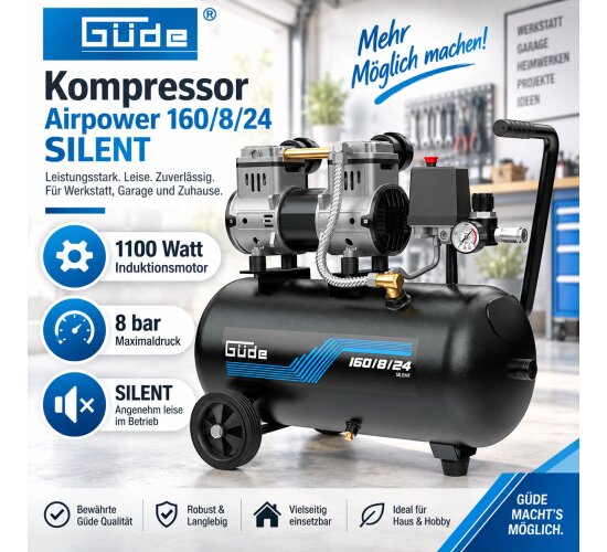 Güde Flüster Kompressor Airpower 160/8/24 SILENT Leise