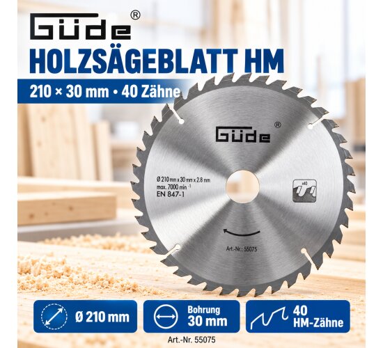 Güde Holzsägeblatt HM 210x30x40ZKreissge, Kappsäge