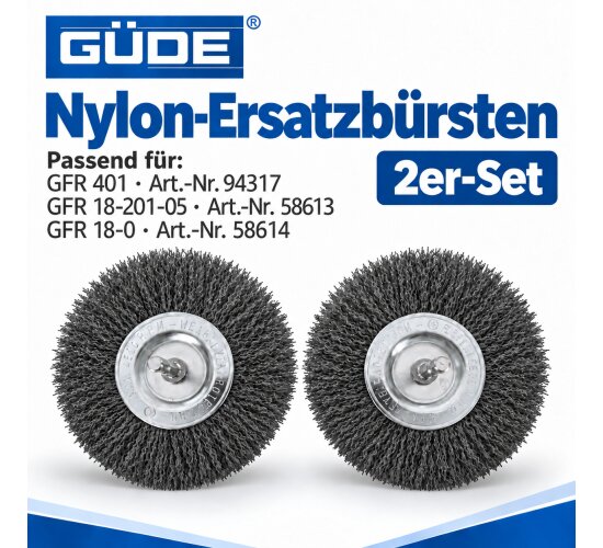 Güde Ersatzbürsten Nylon – 2er-Set für Fugenreiniger GFR 401 / GFR 18