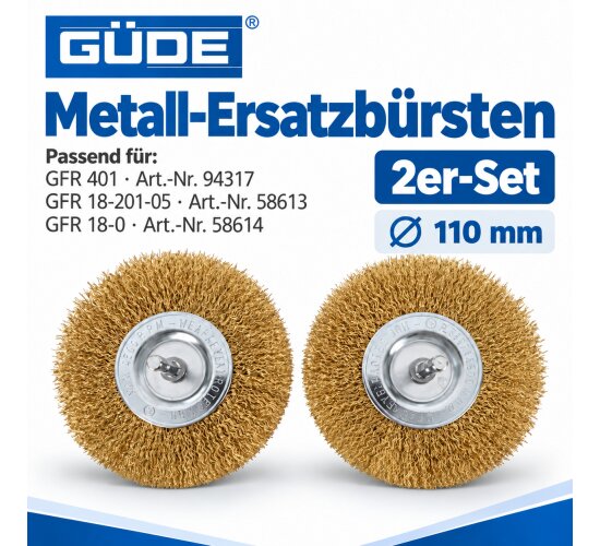Güde 2er Set Ersatzbürste Metall für Güde Fugenreiniger GFR GFR 401 / GFR 18