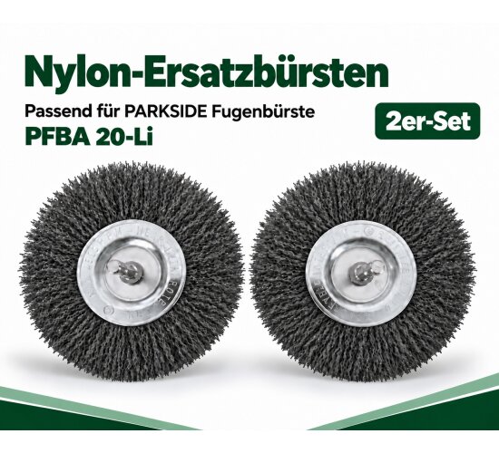 2er Set Ersatzbürste Nylon für PARKSIDE Akku-Fugenbürste PFBA 20