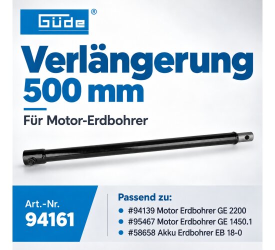 Güde Erdbohrer-Verlängerung 500 mm für Benzin und Akku Geräte: