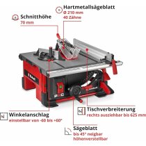 Einhell Akku-Tischkreissäge TE-TS 36/8 T Li Ohne Akku / Ladegerät