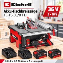 Einhell Akku-Tischkreissäge TE-TS 36/8 T Li 2 x Akku...