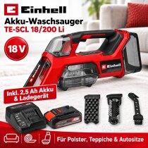 Einhell Akku-Waschsauger TE-SCL 18/200 Li-18V Akku 2,5 Ah...