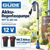 Güde Akku Regenfasspumpe 12V RFP 12-201-04 Gartenpumpe  2 Akkus und Ladegerät