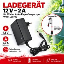 Ladegerät 12V - 2 A für Walter Akku...