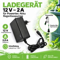 Ladegerät 12V - 2 A für Powertec Akku...