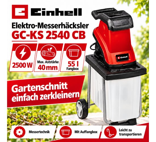 Einhell Elektro-Messerhäcksler GC-KS 2540 CB – 2.500 W Ø 40mm, 55 L,