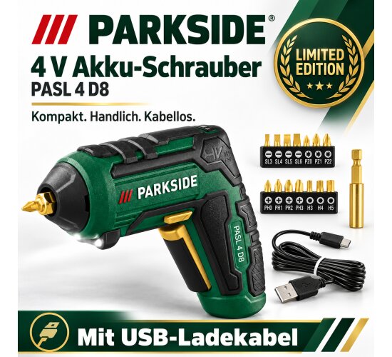PARKSIDE 4 V Akku-Schrauber PAS 4 Limited Edition-  mit Zubehör