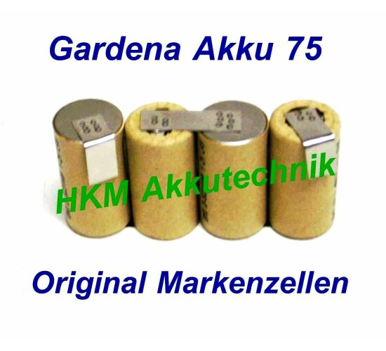 GARDENA Accu 75 Akku 4,8V 2 Ah NiCd  Markenzellen  f&uuml;r Original Lader