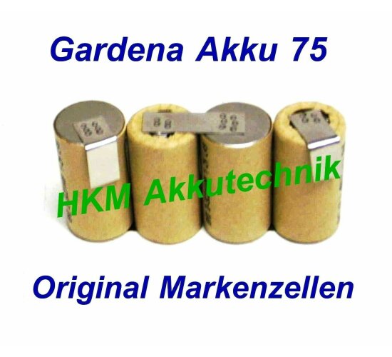 GARDENA Accu 75 Akku 4,8V 3 Ah NiMh Original Markenzellen  f&uuml;r Original Lader