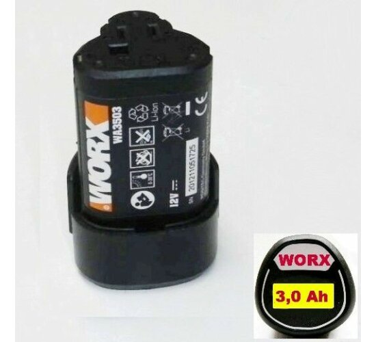 Original  WORX  Akku 12 V Li mit 3 Ah Samsung Zellen   3000 mAh  WA3503