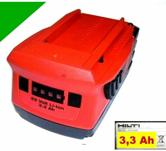 Original Hilti Akku  B 22 /3,3  Ah Li  22 V 21,6 V  (18+)   3300 mAh Neubestückt