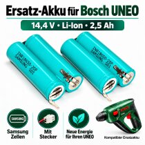 Ersatz Akku für Bosch UNEO -14,4 V - Li - 2,5  Ah...