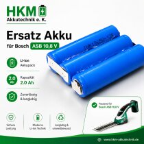 Ersatz Akku für Bosch ASB 10,8 Li   Li-Ion-  -  2.0 Ah