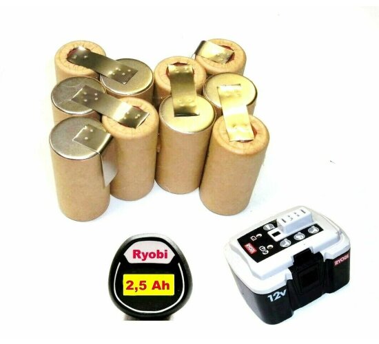Tauschpack für Original Ryobi Akku  12 V  BPN-1213 > 1217   mit 2,5 Ah SANYO