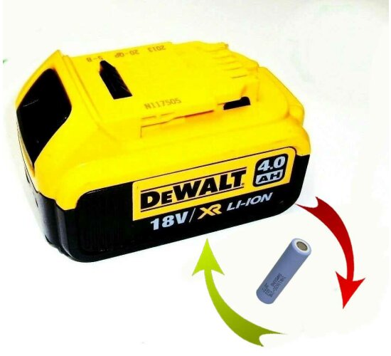 Reparatur / Zellentausch für Original Dewalt Akku 18 V Li   mit  5 Ah  5000 mAh  DCB182 /180