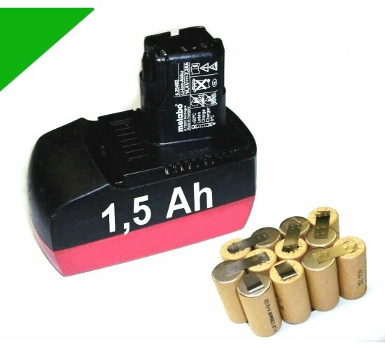 Zellentausch für Original Metabo  Akku 14,4 V  mit 1,5 Ah  NiCd  14,4 Volt