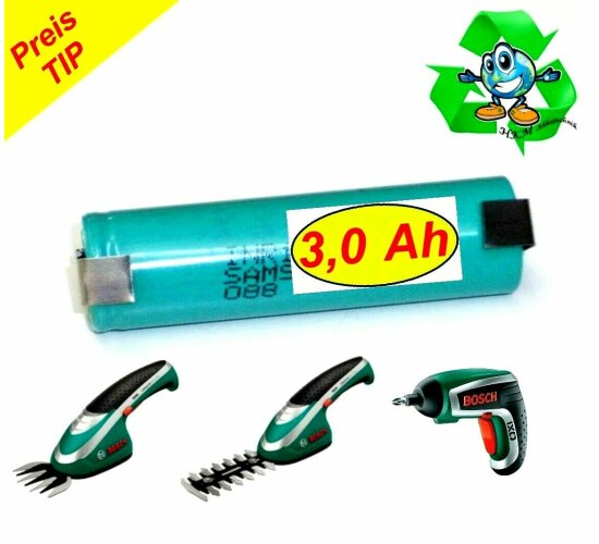 Bosch  IXO / ISIO Ersatz Akku  3,6 V Li-Ion  3.0 Ah --3000 mAh  Samsung Akku