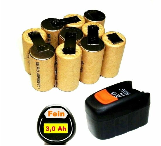 Akkupack für  Fein ABS 12 V   mit 3 Ah NiMh  3000 mAh 12 Volt  Panasonic