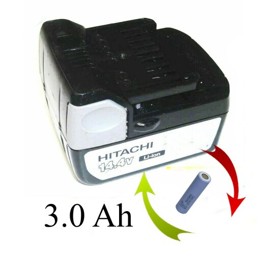 Akkureparatur Zellentausch für Hitachi Akku 14,4 V Li BSL1430  mit 3.0 Ah 3000 mAh