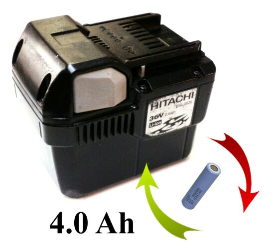 Zellentausch für Original Hitachi Akku 36 V Li  BSL 3626  mit  4,2 Ah  4200 mAh 