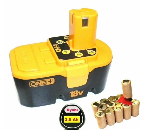 Zellentausch für Ryobi Akku 18 V  BPP 1817 / 1820  mit 2,4 Ah SANYO  2400 mAh