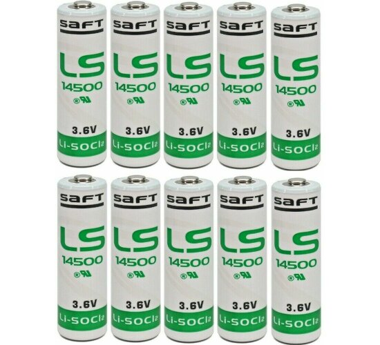 10 x Saft Lithium 3,6V Batterie LS 14500 AA - Zelle Thionylchlorid 3,6 V