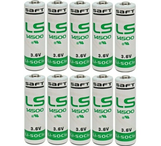 10 x Saft Lithium 3,6V Batterie LS 14500 AA - Zelle Thionylchlorid 3,6 V