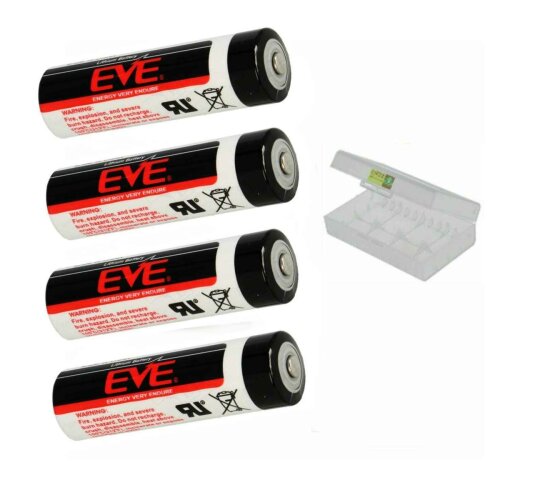 4 x EVE ER14505 LS14500  AA Lithium-Thionylchlorid 3,6 V AA Mignon  plus Box