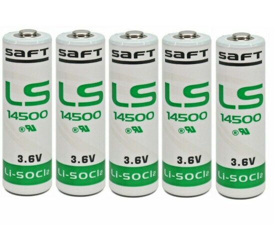 5 x Saft Lithium 3,6V Batterie LS 14500 AA - Zelle Thionylchlorid 3,6 V 