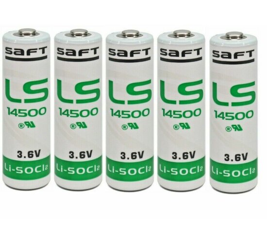 5 x Saft Lithium 3,6V Batterie LS 14500 AA - Zelle Thionylchlorid 3,6 V