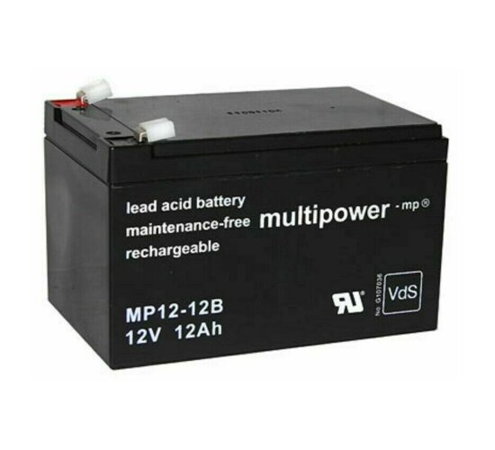 Multipower 12 V 12 Ah Blei-Akku MP12-12B USV NP12-12 FG21202 LC-RA1212PG1 6,3mm