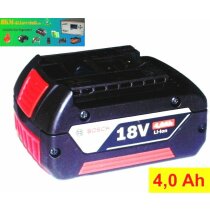 Original Bosch Akku GBA 18 V Li - Neubestückt mit 4,0 Ah  2607336816  für Handwerker - B -