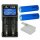 XTAR USB-Ladeger&auml;t VC2 LC-Display  Li-Ion  + 2 Samsung 5000 mAh 50E Akku 21700 + Box