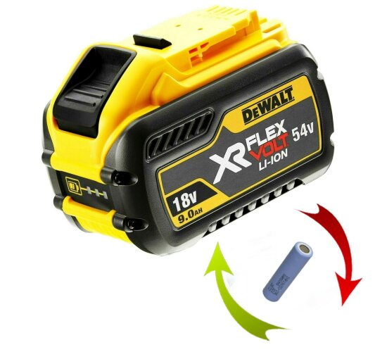 Reparatur Zellentausch für  Dewalt Akku 18 V /  54 V 9,0 Ah  DCB547 Flex volt