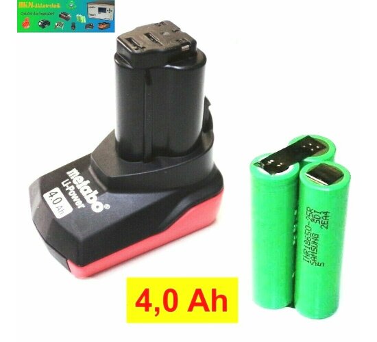 Zellentausch für Metabo Akku 10,8 V / 12 V -  Li -Power  -- 6.25585  mit 4.0 Ah