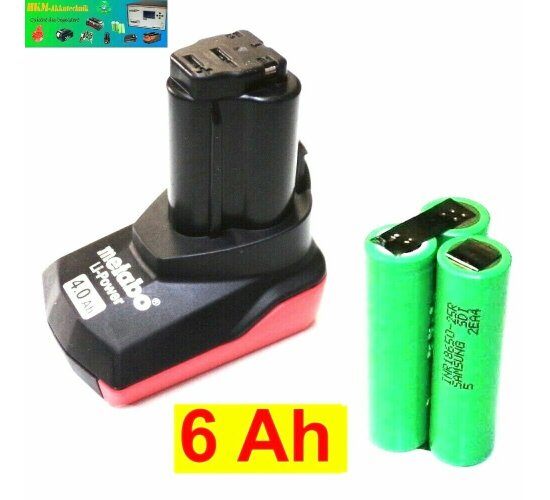 Zellentausch für Metabo Akku 10,8 V / 12 V -  Li -Power  -- 6.25585  mit 6.0 Ah