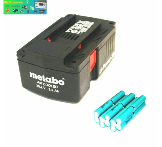 Zellentausch für Metabo Akku 25,2 V  Li -Power  -- 6.25489  mit 2,6 Ah
