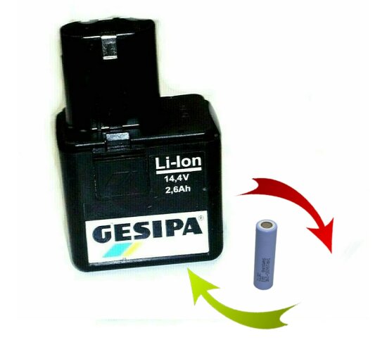 Zellentausch für Original Gesipa Akku 14,4 V 2,6 Ah Li  Lithium Ion