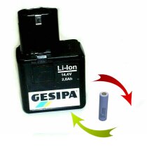 Akkureparatur Zellentausch für  Gesipa Akku 14,4 V...
