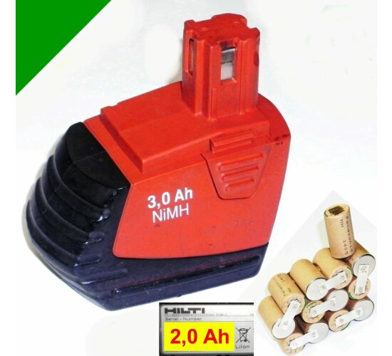 Reparatur Zellentausch für Original Hilti Akku  SFB 150 / 155 15,6 V 2 Ah NiCd  HP-2000